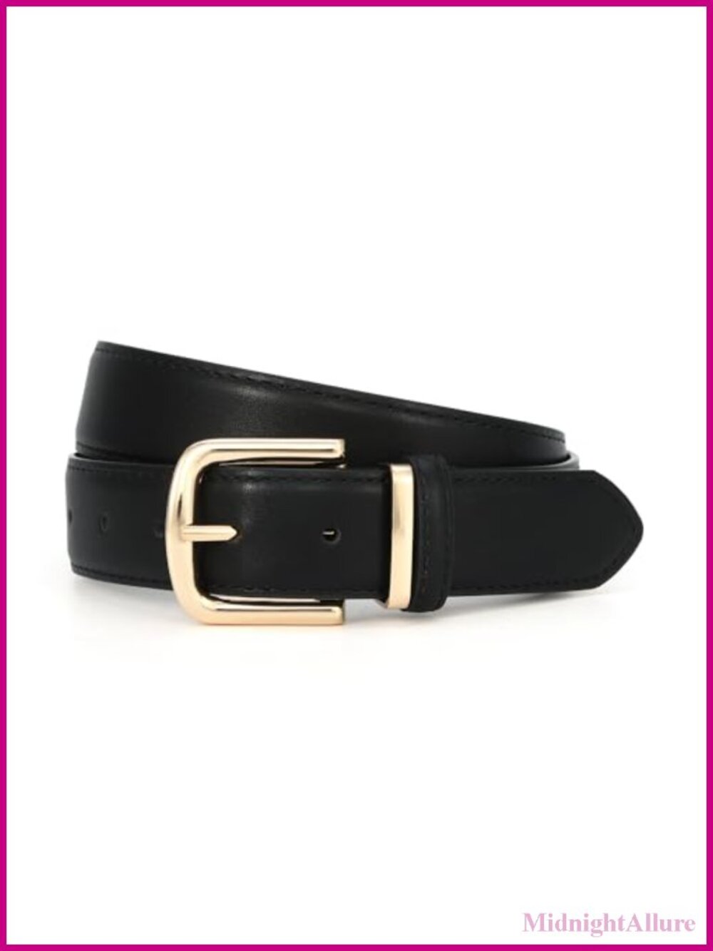 Faux Leather Belt with Gold Alloy Pin Buckle Adjustable Fit
